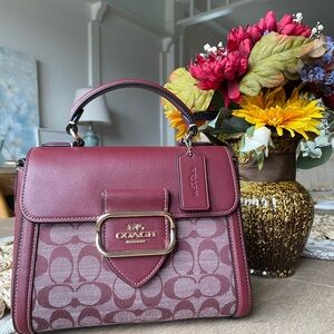Coach Morgan Top Handle in Signature Chambray Wine with Leather - NWOT